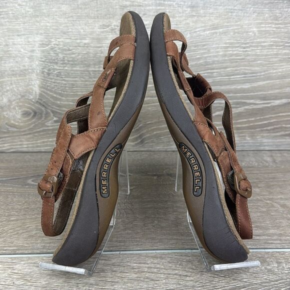 Merrell Terrain Ari Lattice J36612 Women’s Sz 9 Agave Brown Leather Strap Sandal - Picture 10 of 14